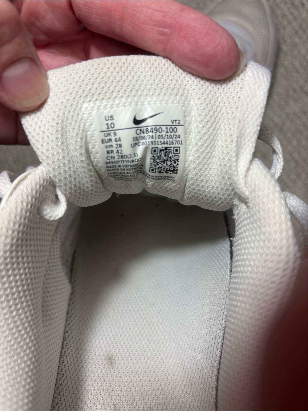 Nike Air Max 90 Triple White Mesh Leather Sneakers - Men's Size 10 CN8490-100 - Picture 7 of 9